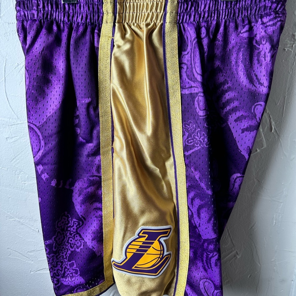 Los Angeles Lakers NBA Mitchell & Ness Purple Gold Mens Shorts Size L - Picture 4 of 6